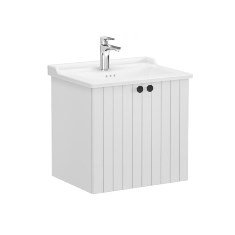 Vitra Root Groove 69276 Lavabo Dolabı, Kapaklı, 60 Cm, Mat Açık Gri, Klasik Lavabolu